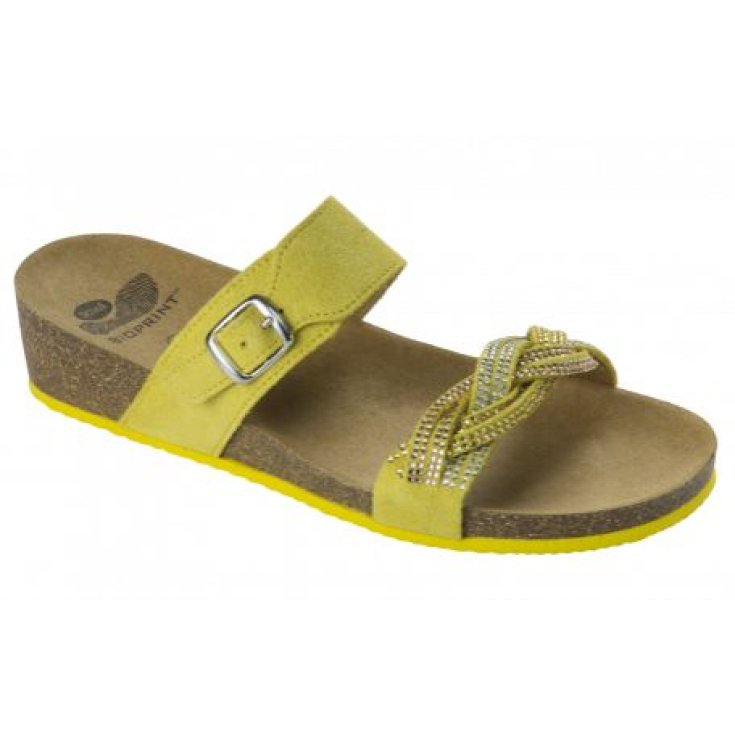 Scholl Evelyne Sandal Woman Bioprint Footbed Yellow Color Size 37
