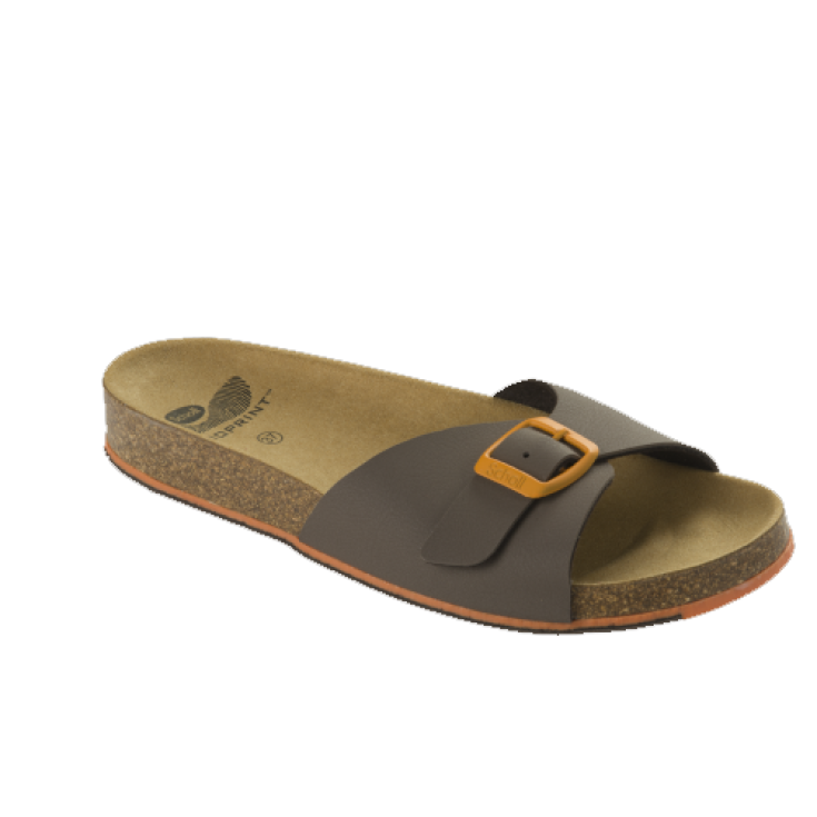 Scholl Spikey SS 4 Woman's Slipper Bioprint Footbed Color Brown / Orange Size 41