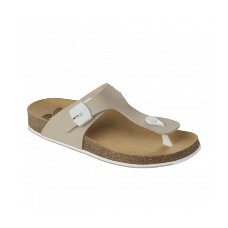 Scholl Spikey SS5 Women's Flip Flops Bioprint Footbed Beige / White Size 40