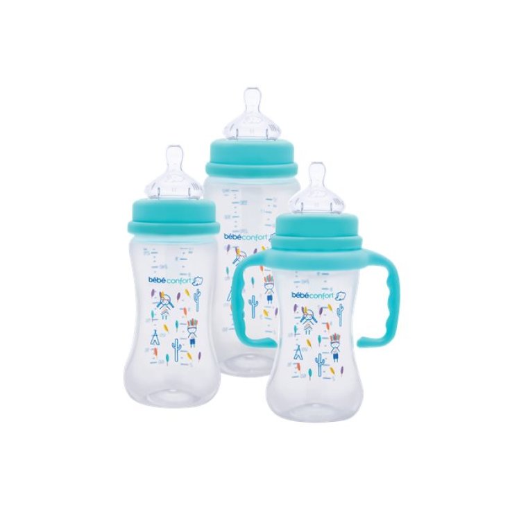 Bebe Confort Standard Neck Baby Bottle in PP 270ml Size 1 Light Blue Color