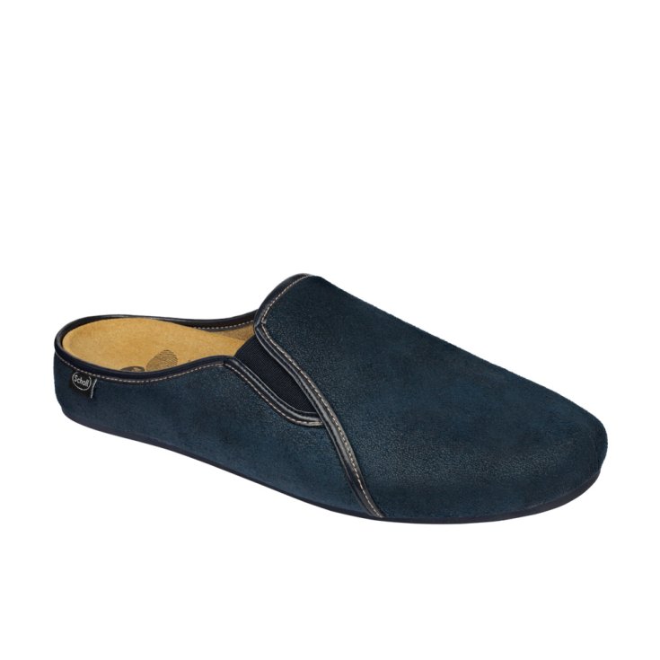 Scholl Felce Men's Slipper Bioprint Footbed Color Navy Blue Size 41