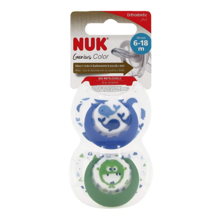 Nuk Soothers Genius Color Silicone 6-18 2 Pieces