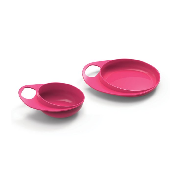 Nuvita Easy Eating Plate And Bowl Set Pink Color
