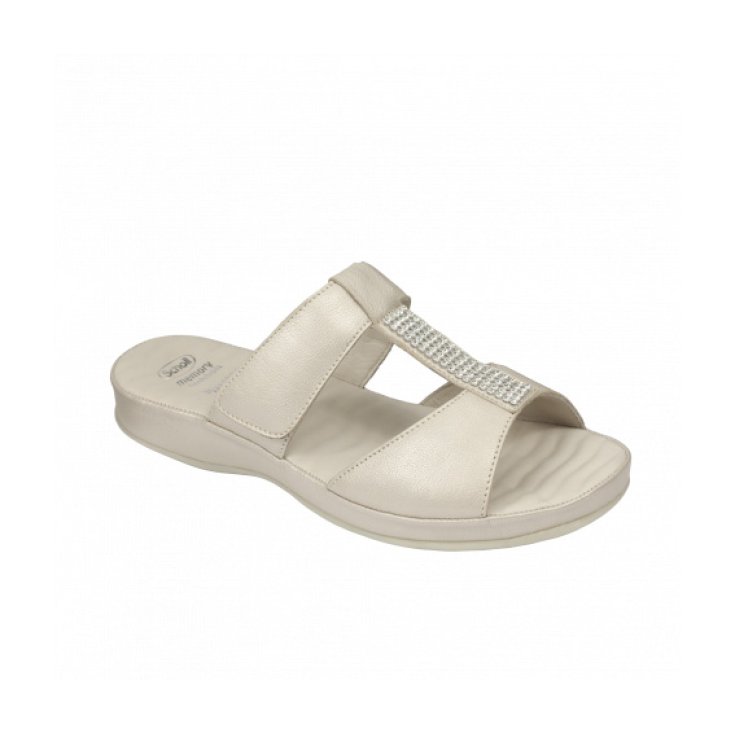 Dr Scholl Zelma Pea Leath Women's Leather Slipper Ivory Color Size 40