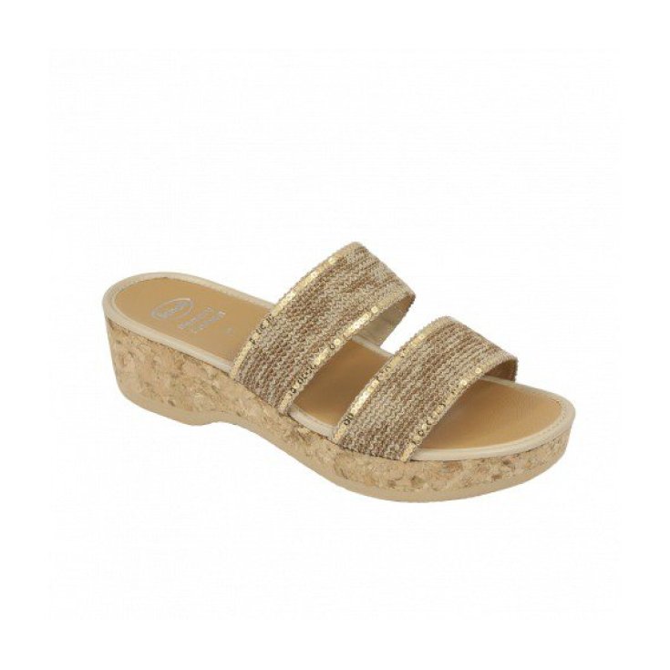 Dr Scholl Twilly Glitter Fabric Double Band Sandal Woman Color Golden Beige Size 36