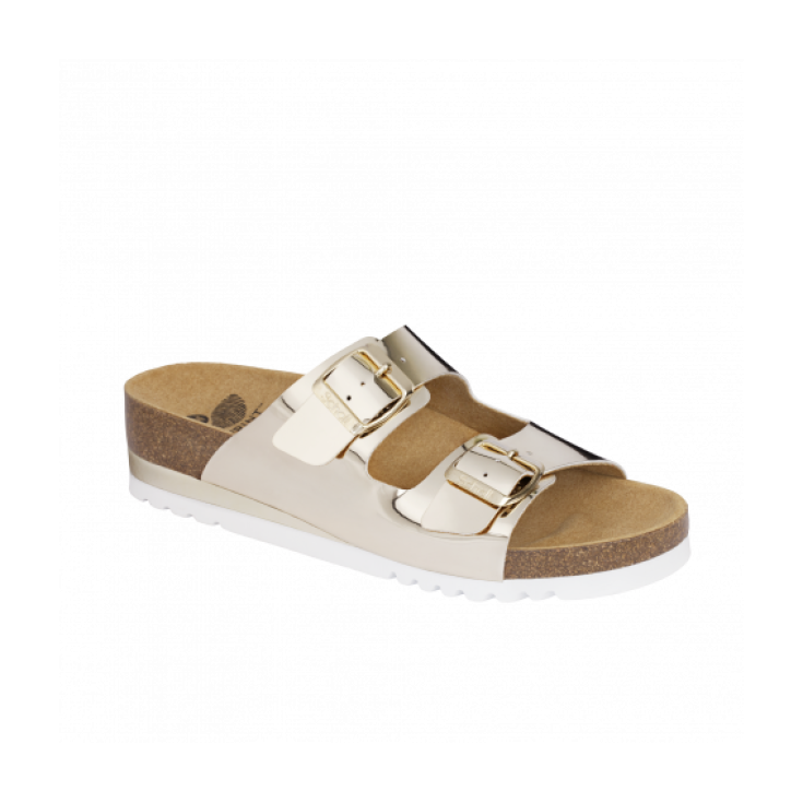Scholl Glam SS 2 Sandal Woman Bioprint Footbed Gold Color Size 40