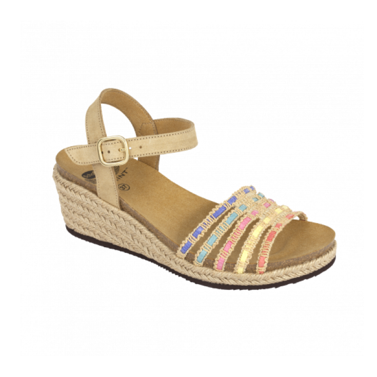 Scholl Lodoletta Sandal Woman Bioprint Footbed Sand Color Size 38
