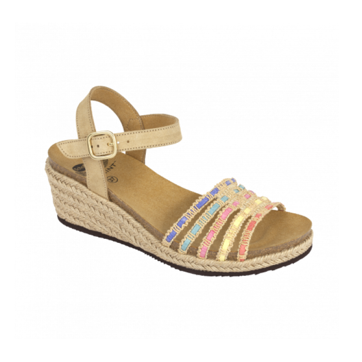 Scholl Lodoletta Sandal Woman Bioprint Footbed Sand Color Size 39