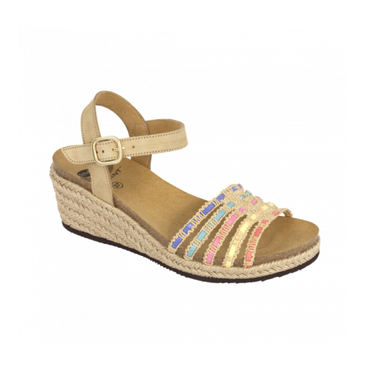 Scholl Lodoletta Sandal Woman Bioprint Footbed Sand Color Size 40
