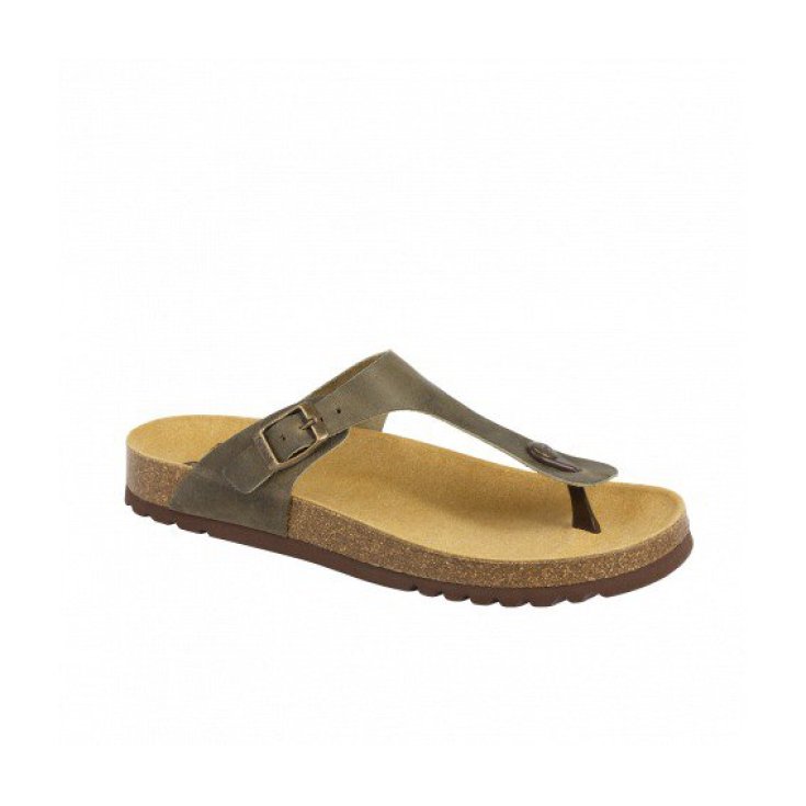 Scholl Evis Leather Green Flip Flops Man Bioprint Technology Green Color Size 46