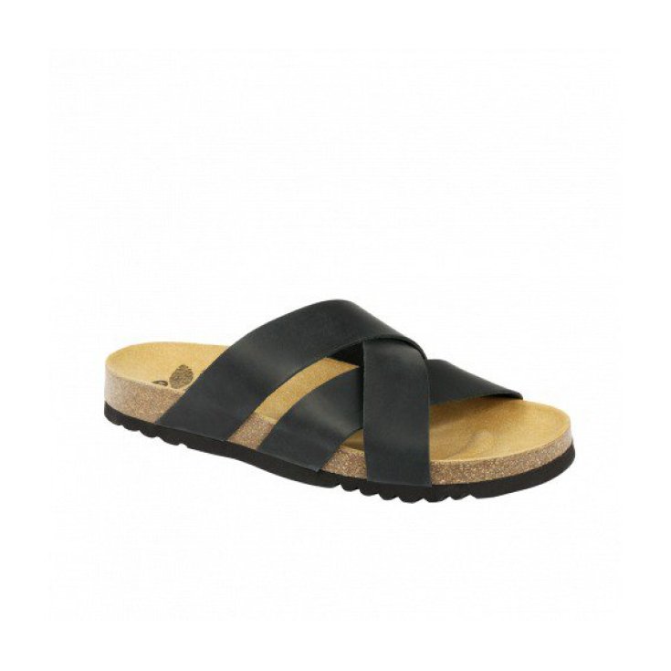 Scholl Damson Men's Leather Sandal Bioprint Technology Black Color Size 45