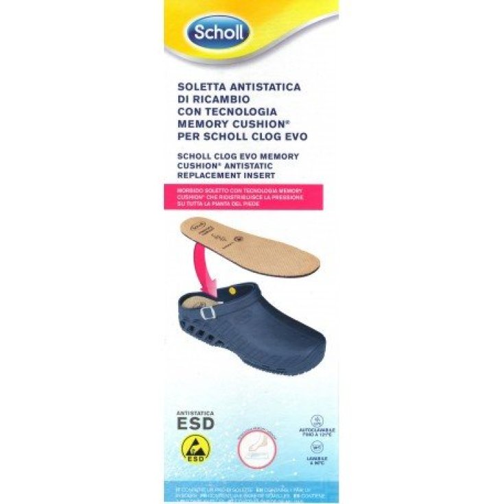 Scholl Replacement Antistatic Insole With Memory Cushion Technology For Scholl Clog Evo Size 43-44
