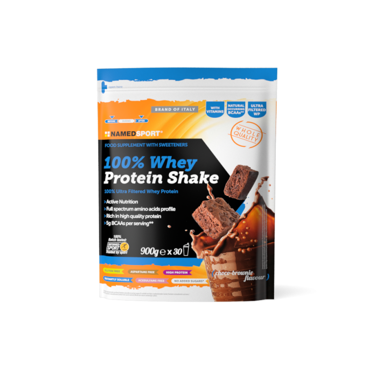 Named Sport 100% Whey Protein Shake Protein Supplement Choco Brownie 900g