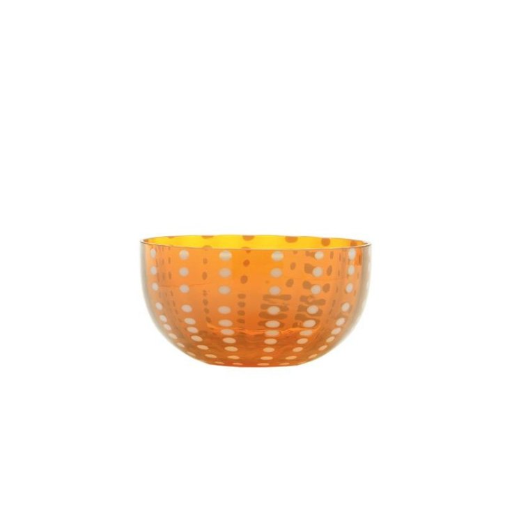 Saffron Bowl Glass Orange Pearls 2 Pieces