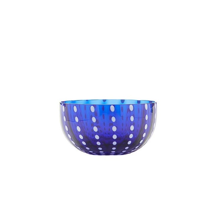 Saffron Bowl Glass Blue Pearls 2 Pieces