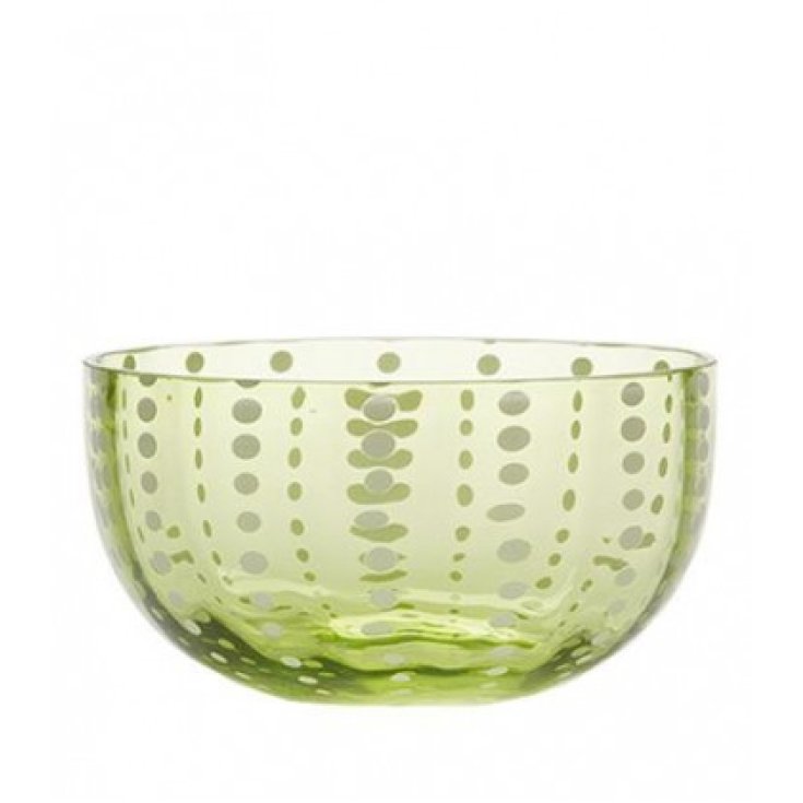 Saffron Bowl Glass Small Apple Green Pearls 2 Pieces