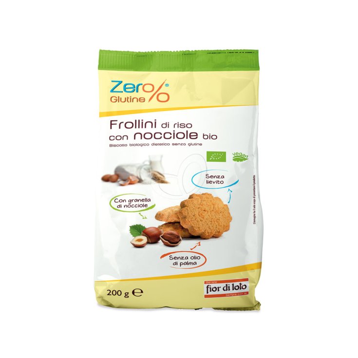 Fior di Loto Zero% Gluten Shortbread Rice with Hazelnuts Bio 200g