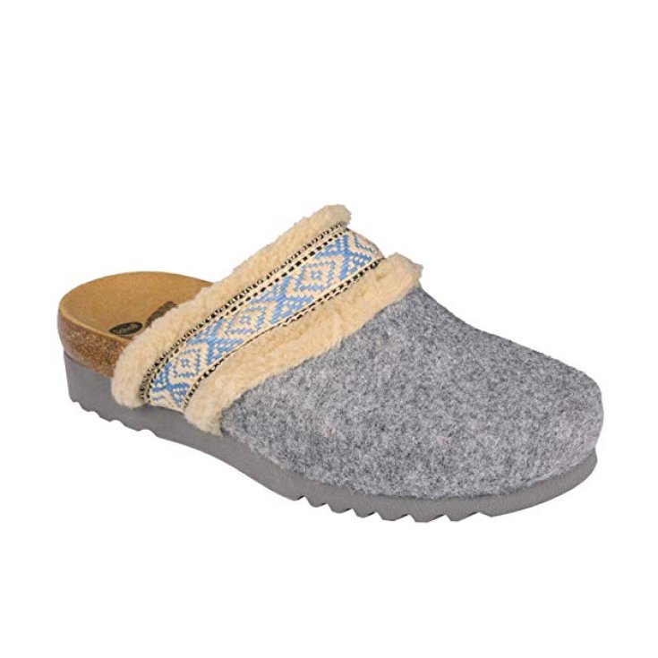 Dr. Scholl's Maya Women's Slipper In Felt With Faux Fur Color Gray Number 41 1 Pair