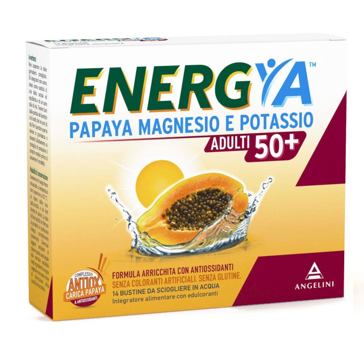 Angelini Energya Papaya Magnesium And Potassium Adults 50+ Food Supplement 14 Sachets
