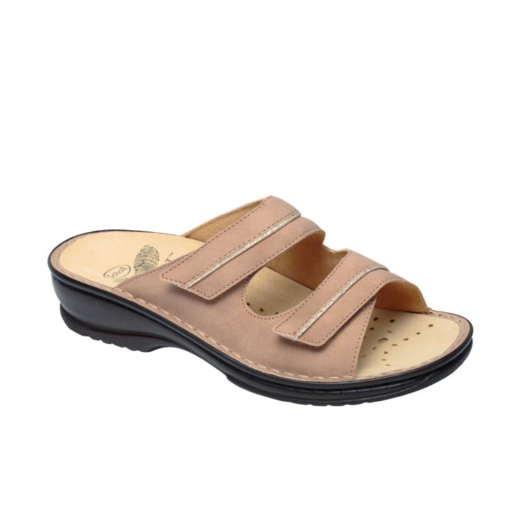Scholl® Carlen Women's Slipper Simil Nubuck + Glitter Bioprint® Footbed Beige Color Size 36