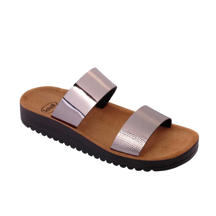 Scholl® Cynthia Woman Shoes Mirror Effect Memory Cushion® Footbed Color Silver Size 38