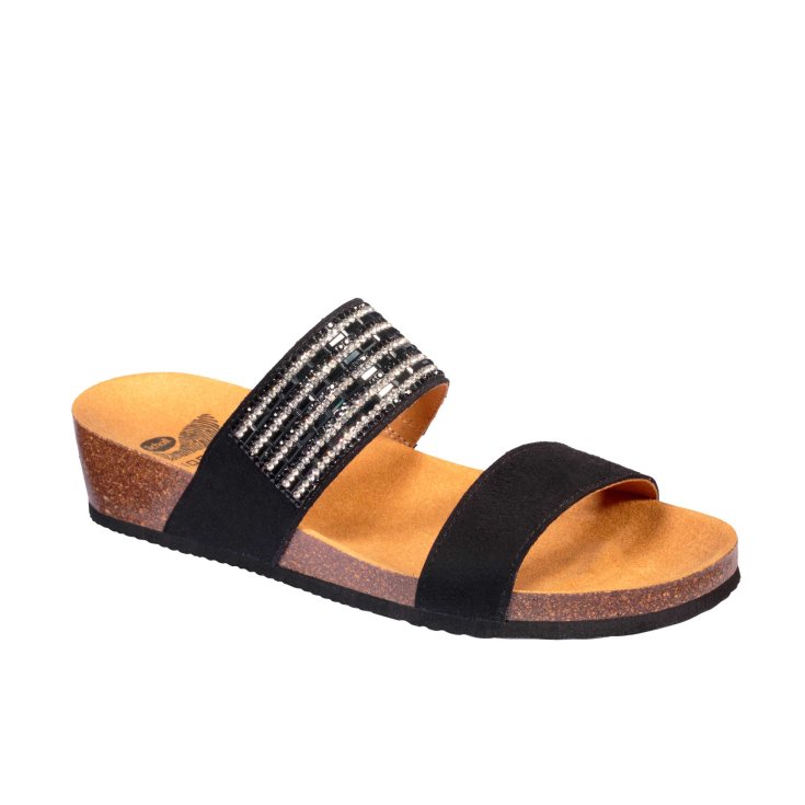 Scholl® Daphne Women's Shoe Microfiber + Strass Bioprint® Footbed Color Black Size 40