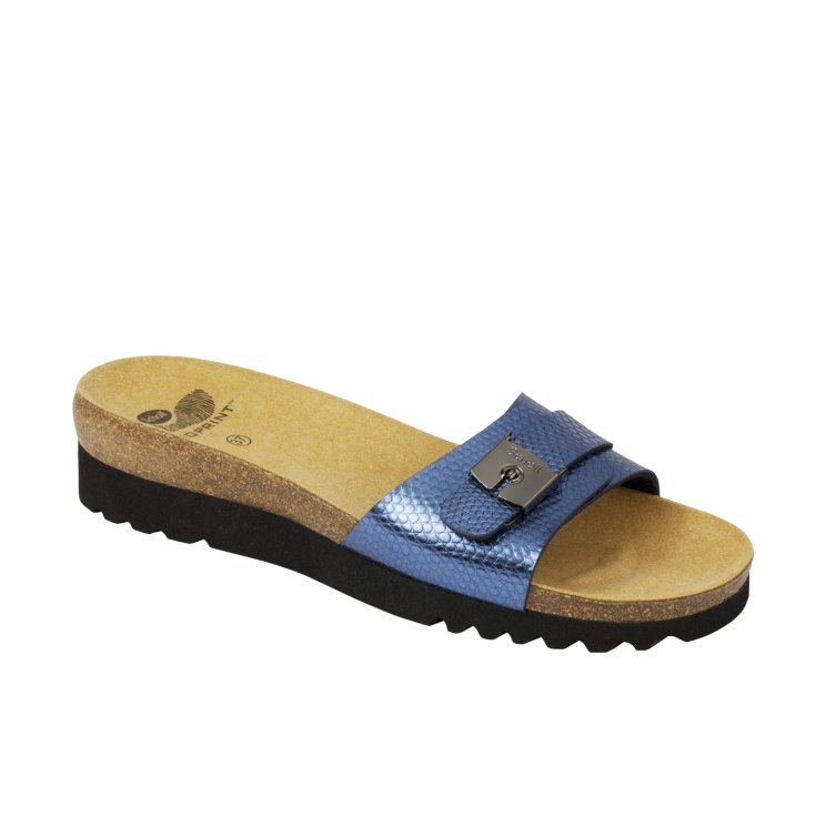 Scholl® Ginni Women's Shoe Glitter Bioprint® Footbed Color Blue Size 36