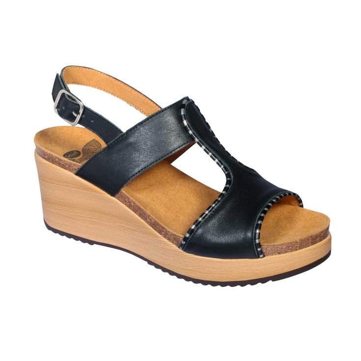 Scholl® Kassidy Woman Sandal in Bioprint® Footbed Leather Black Color Size 37