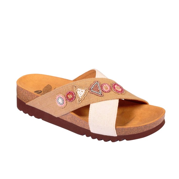 Scholl® La Serena Women's Shoe Fabric + Bioprint® Footbed Ornament Brown Color Size 38