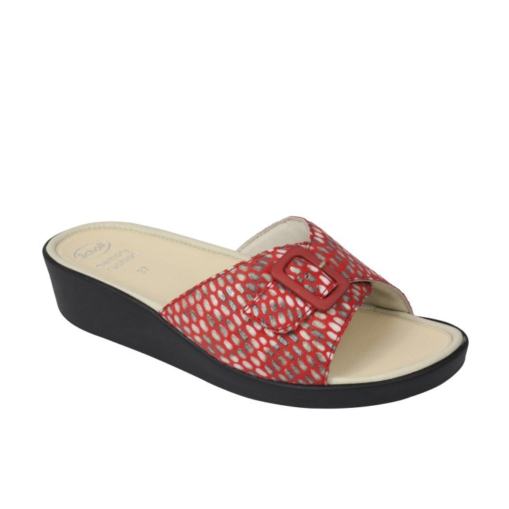 Scholl® Mango Patent Women's Shoe Imitation Leather Printed Memory Cushion® Footbed Color Red Size 39