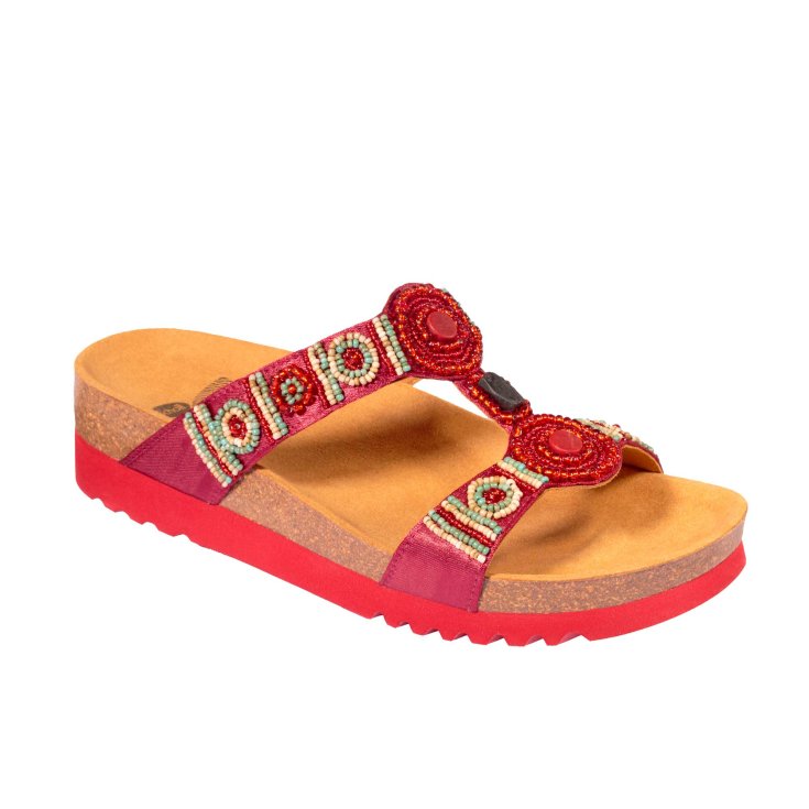Scholl® New Bogotà Wedge Women's Sandal Fabric + Beads Bioprint® Footbed Color Red Size 36