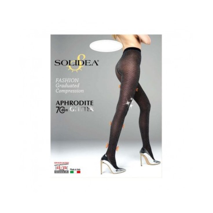 Aphrodite Collant 70 Den Glitter Solidea® Color Black Size XL 1 Pair