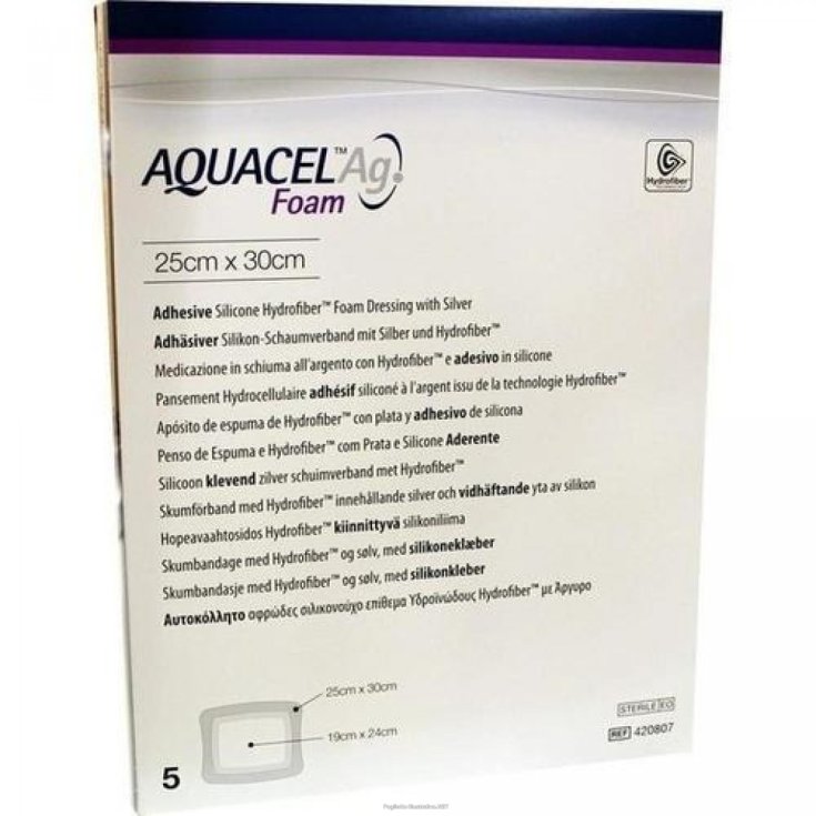 Aquacel ™ Ag Foam Adhesive Dressing 25x30cm ConvaTec 5 Pieces