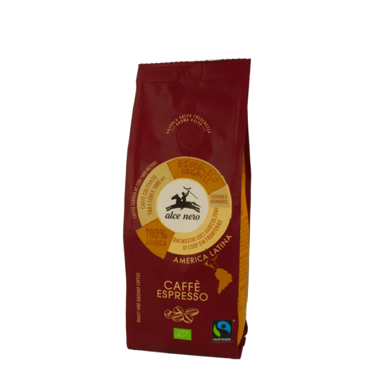 100% Arabica Coffee For Organic Espresso Alce Nero 250g