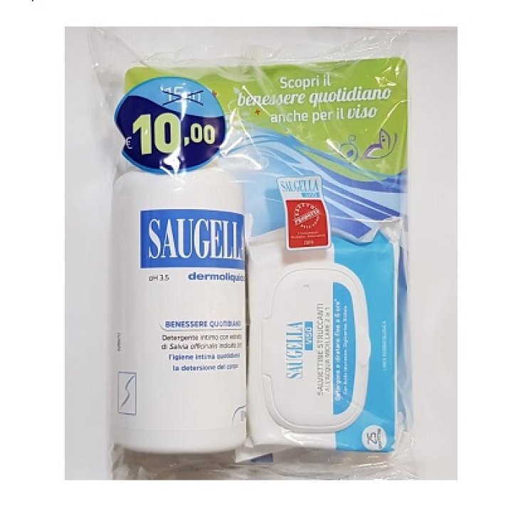 Dermoliquido pH 3.5 Saugella Intimate Cleanser 500ml + Free Make-up Remover Wipes