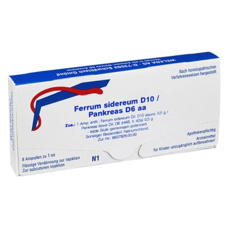 Ferrum Sidereum / Pankreas D10 Weleda 8 Vials Of 1ml