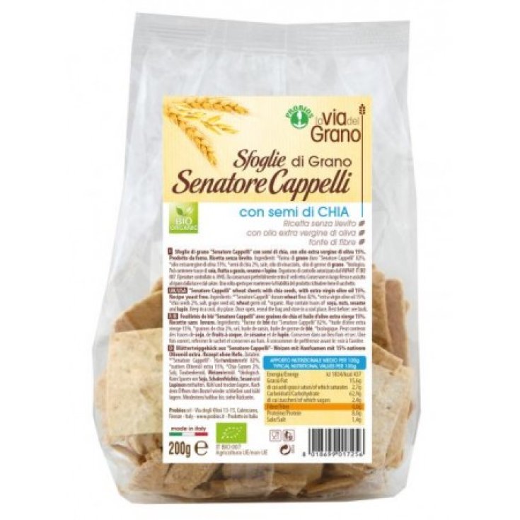 La Via Del Grano Senatore Cappelli Wheat Sheets With Chia Seeds Probios 200g