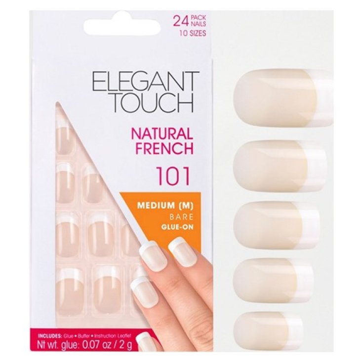 Uragme Elegant Touch Natural French Fake Nails Color 101 French Bare 24 Nails