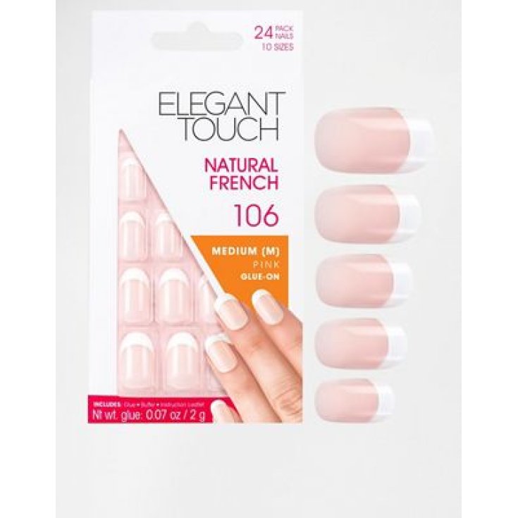 Uragme Elegant Touch Natural French False Nails Color 106 French Pink 24 Nails