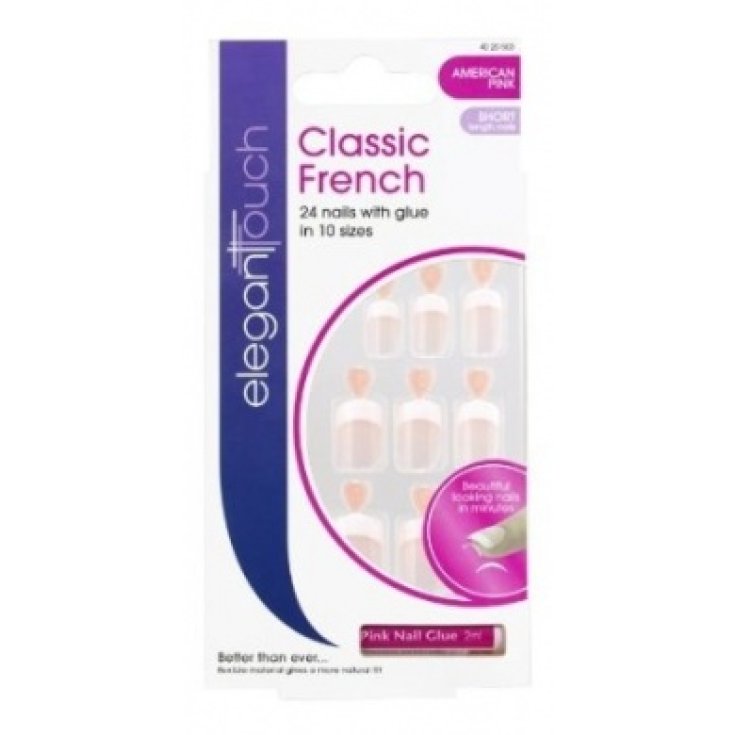 Uragme Elegant Touch Classic French American Girl Pink Short Length 24 Short Fake Nails