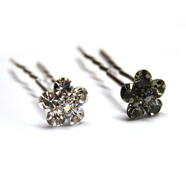 Look Company Hairpin Silver Flower Strass Article 209-30