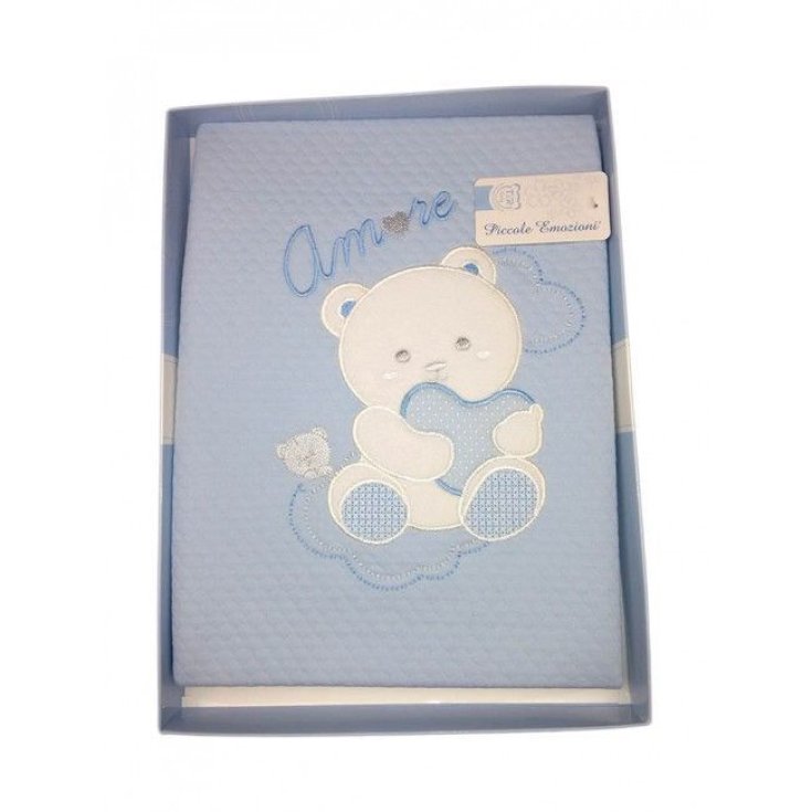 Blanket blanket cradle baby carriage newborn baby teddy bear embroidery T&R sky blue YOU