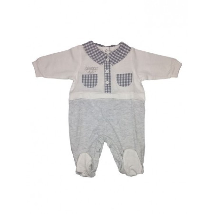 Will B baby cotton romper suit white gray 3 - 6 m