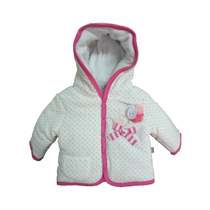 Baby boy chenille coat jacket Bidibimbo white pink 6 - 9 months