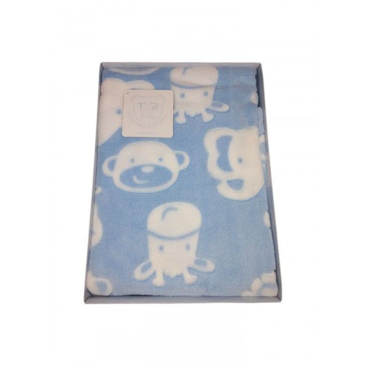 Fleece blanket blanket T&R baby cot cradle newborn baby cream light blue TU