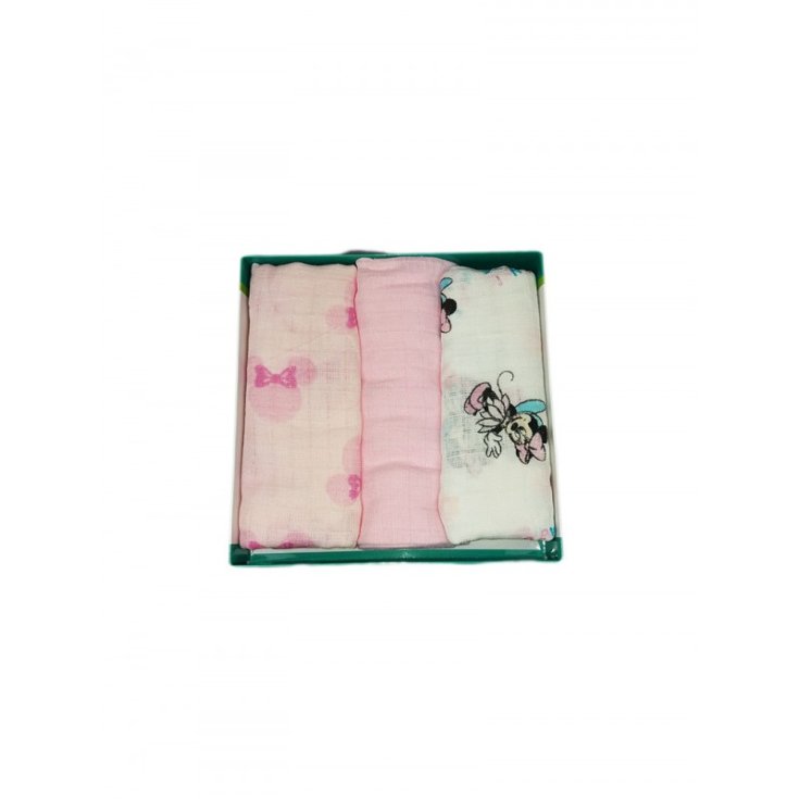 Pack 3 pcs square newborn Disney baby Minnie white pink TU