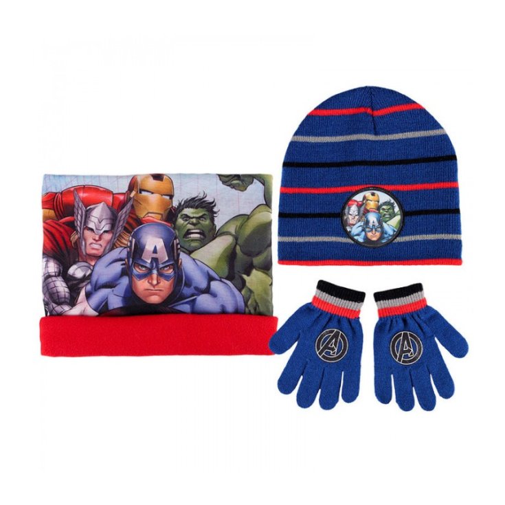 3pcs set hat hat scarf gloves baby Avengers blue size 54