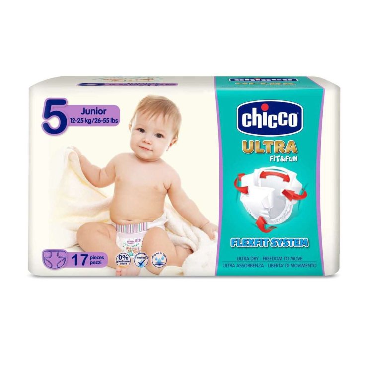 Ultra Fit & Fun Junior Diaper 12-25kg Size 5 Chicco® 17 Pieces