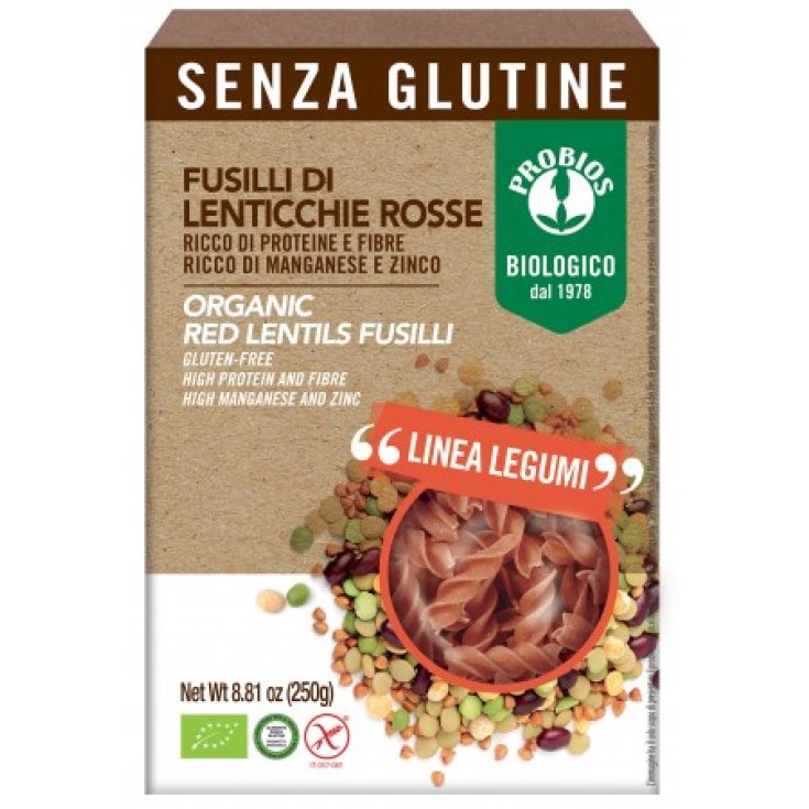 100% Probios Red Lentil Fusilli Pasta 250g