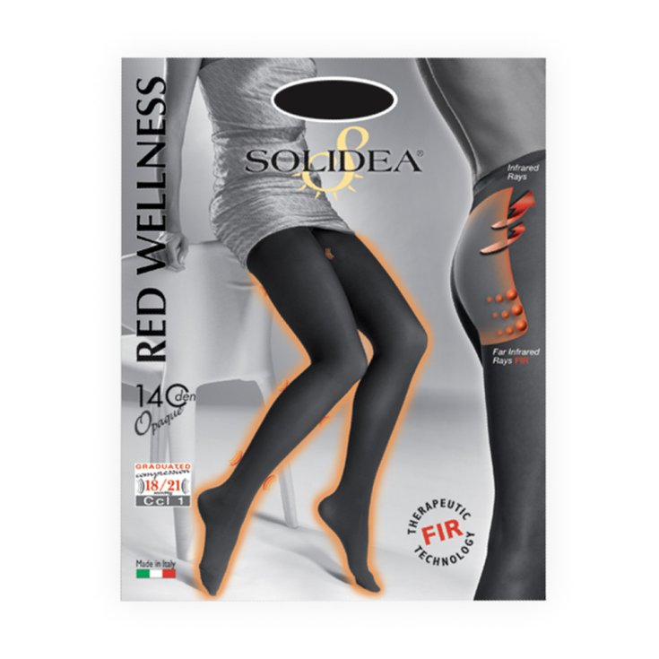 Red Wellness Tights 140 Den Opaque Solidea® Color Black Size 3-ML 1 Pair